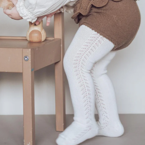 Warm Cream Side Crochet Tights