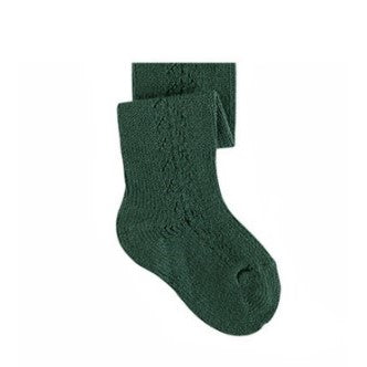 Warm Bottle Green Side Crochet Tights