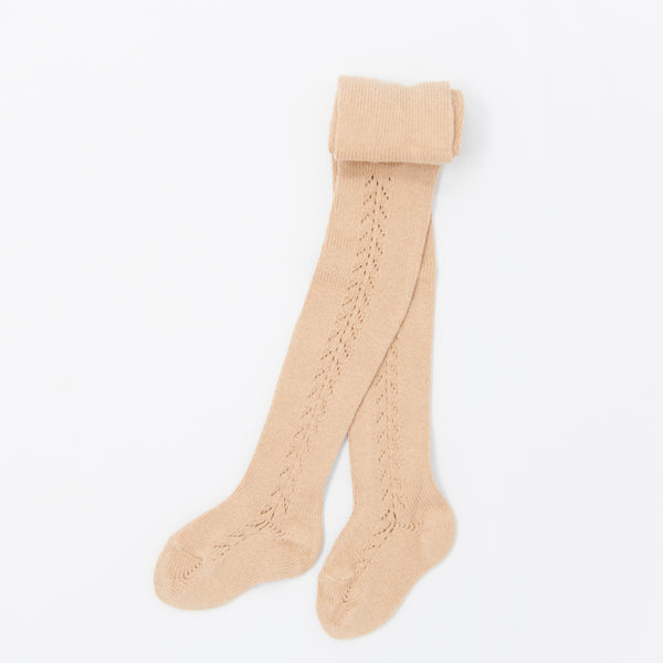 Warm Camel Side Crochet Tights