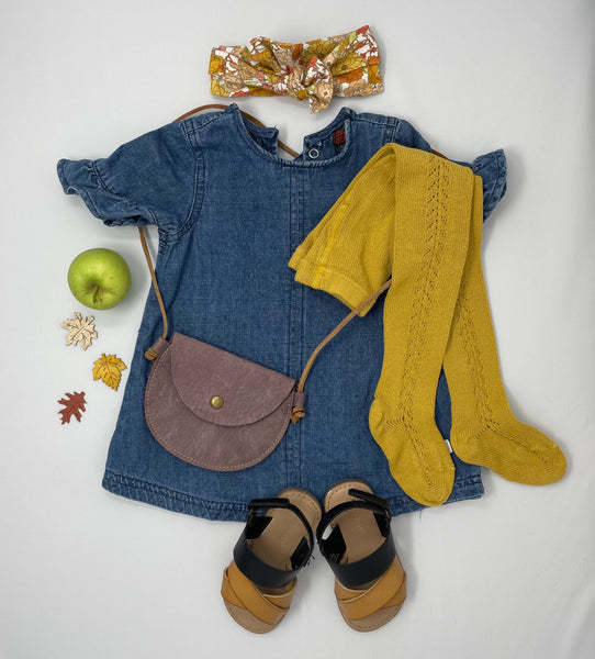 Warm Mustard Side Crochet Tights