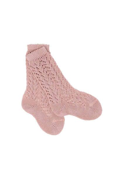 Pale Pink Crochet Knee Socks