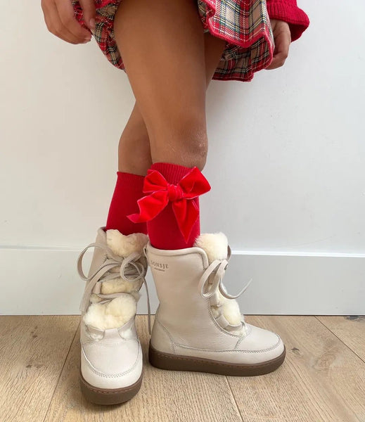 Red Velvet Bow Knee Socks