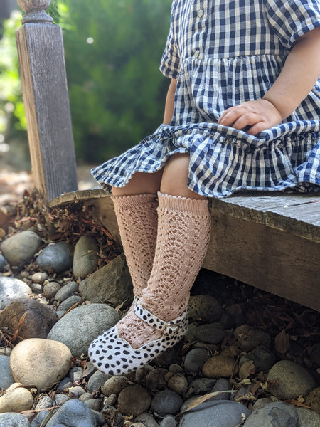 Old Rose Crochet Knee Socks