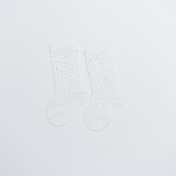 White Crochet Knee Socks