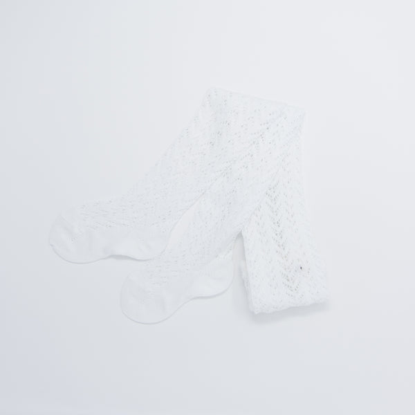 White Full Crochet Tights