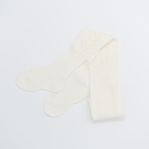 Beige Side Crochet Tights