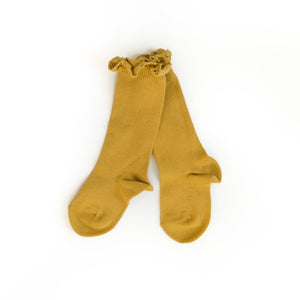 Mustard Knee Socks With Lace Trim