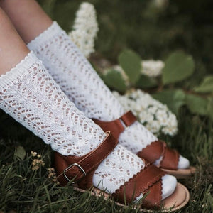 White Crochet Knee Socks