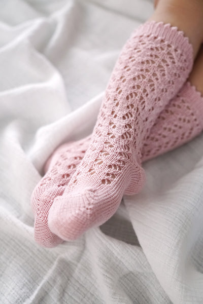 Pale Pink Crochet Knee Socks
