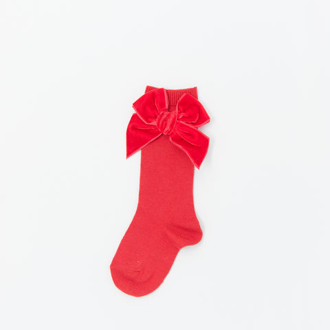 Red Velvet Bow Knee Socks
