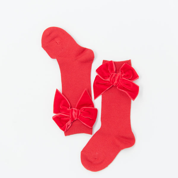 Red Velvet Bow Knee Socks