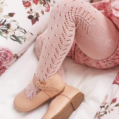 Pale Pink Side Crochet Tights