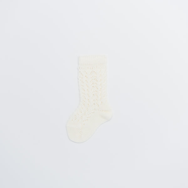 Beige Crochet Knee Socks