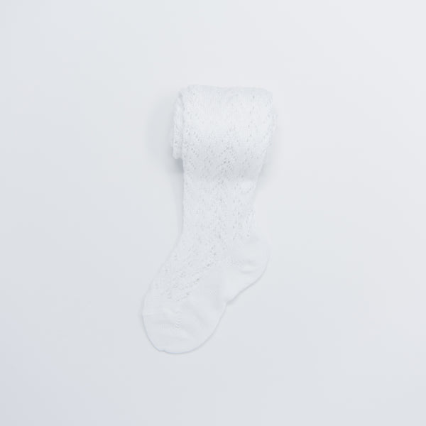 White Full Crochet Tights